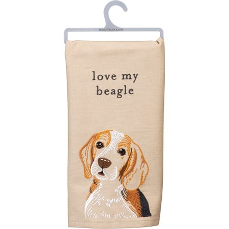 Kitchen Towel - Love My Beagle  - 20" x 26"  - Cotton, Linen