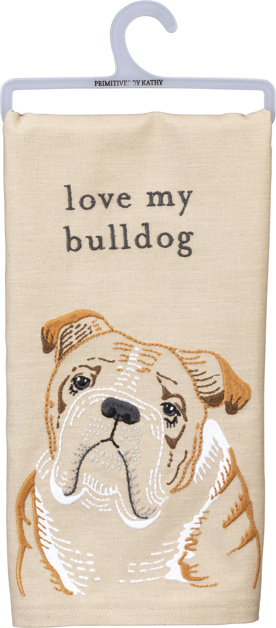 ALL YOU NEED IS LOVE AND A BULLDOG DOG COTTON KITCHEN DISH TOWEL 