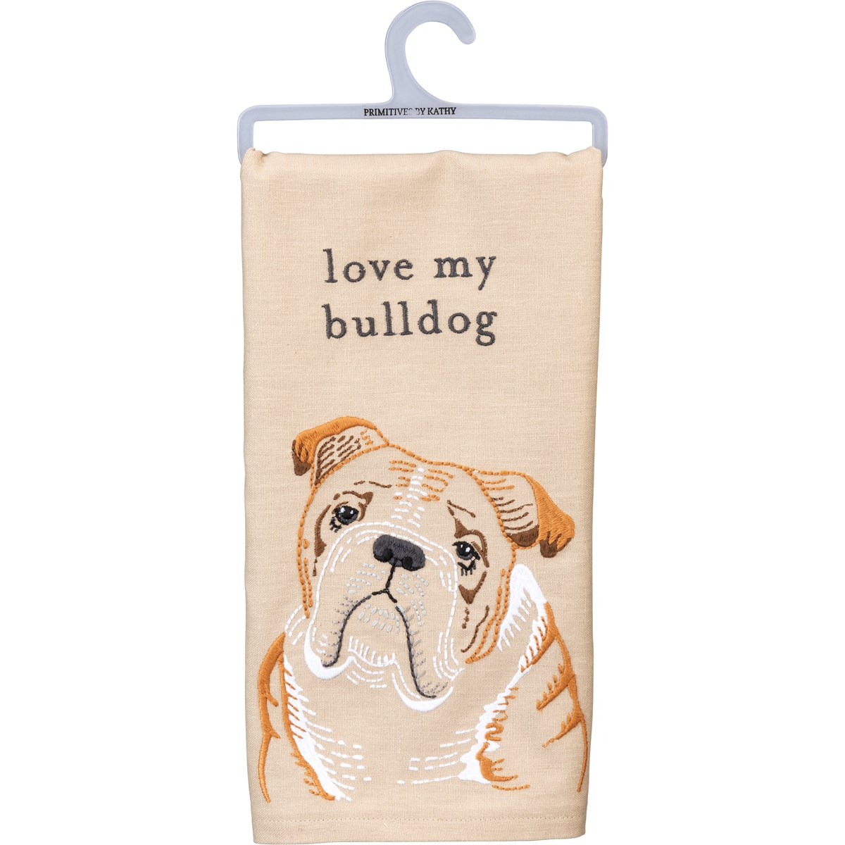 Kitchen Towel - Love My Bulldog  - 20" x 26"  - Cotton, Linen