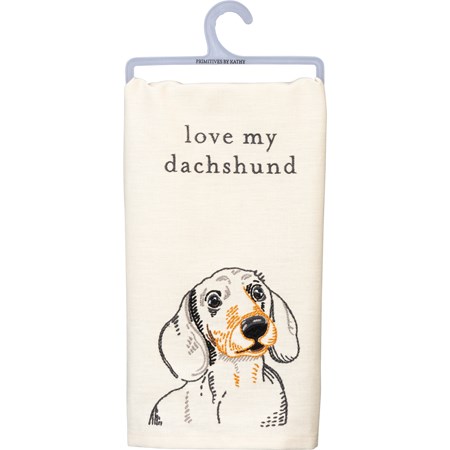 Kitchen Towel - Love My Dachshund - 20" x 26"  - Cotton, Linen