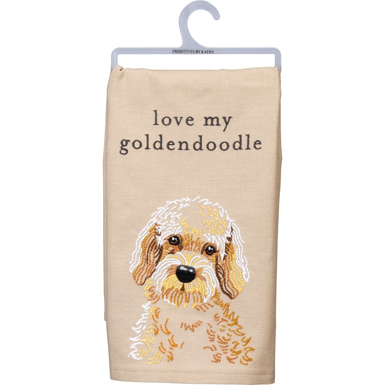 Love My Goldendoodle Kitchen Towel - Cotton, Linen
