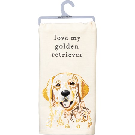 Kitchen Towel - Love My Golden Retriever - 20" x 26"  - Cotton, Linen