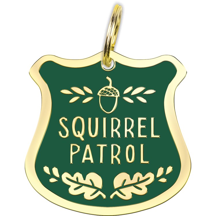 Squirrel Patrol Collar Charm - Metal, Enamel, Paper