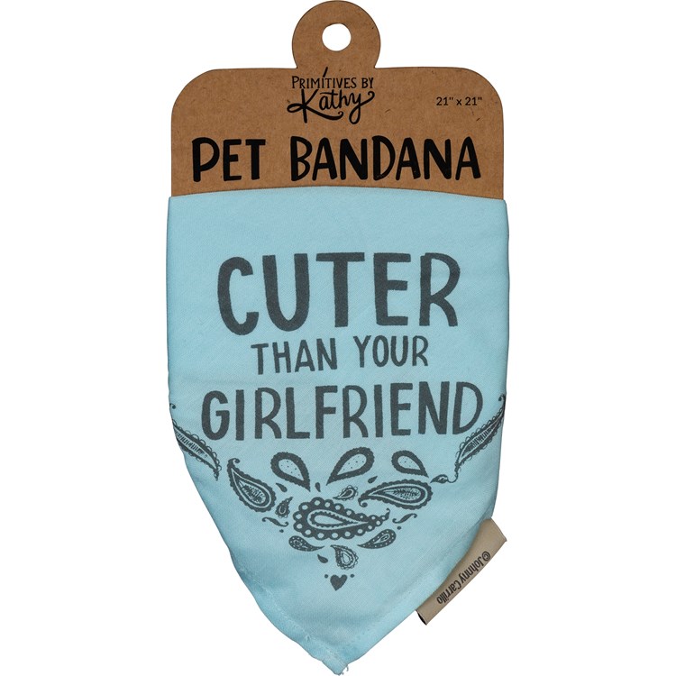 Cuter Than Your Girlfriend Large Pet Bandana - Rayon