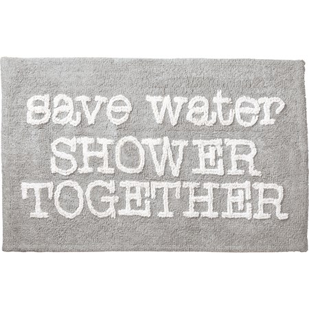 Bath Rug - Save Water Shower Together - 32" x 20" - Cotton, Latex skid-resistant backing