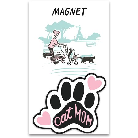 Magnet - Cat Mom - 2.75" x 2.50", Card: 3" x 5" - Magnet, Paper
