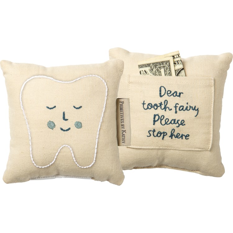 Pillow - Tooth Fairy Blue - 5" x 5", Pocket: 3.50" x 2.75" - Cotton, Linen