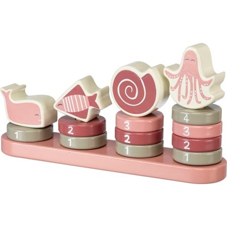 Stacking Toy - Under Sea Pink - 9" x 4.75" x 2" - Wood
