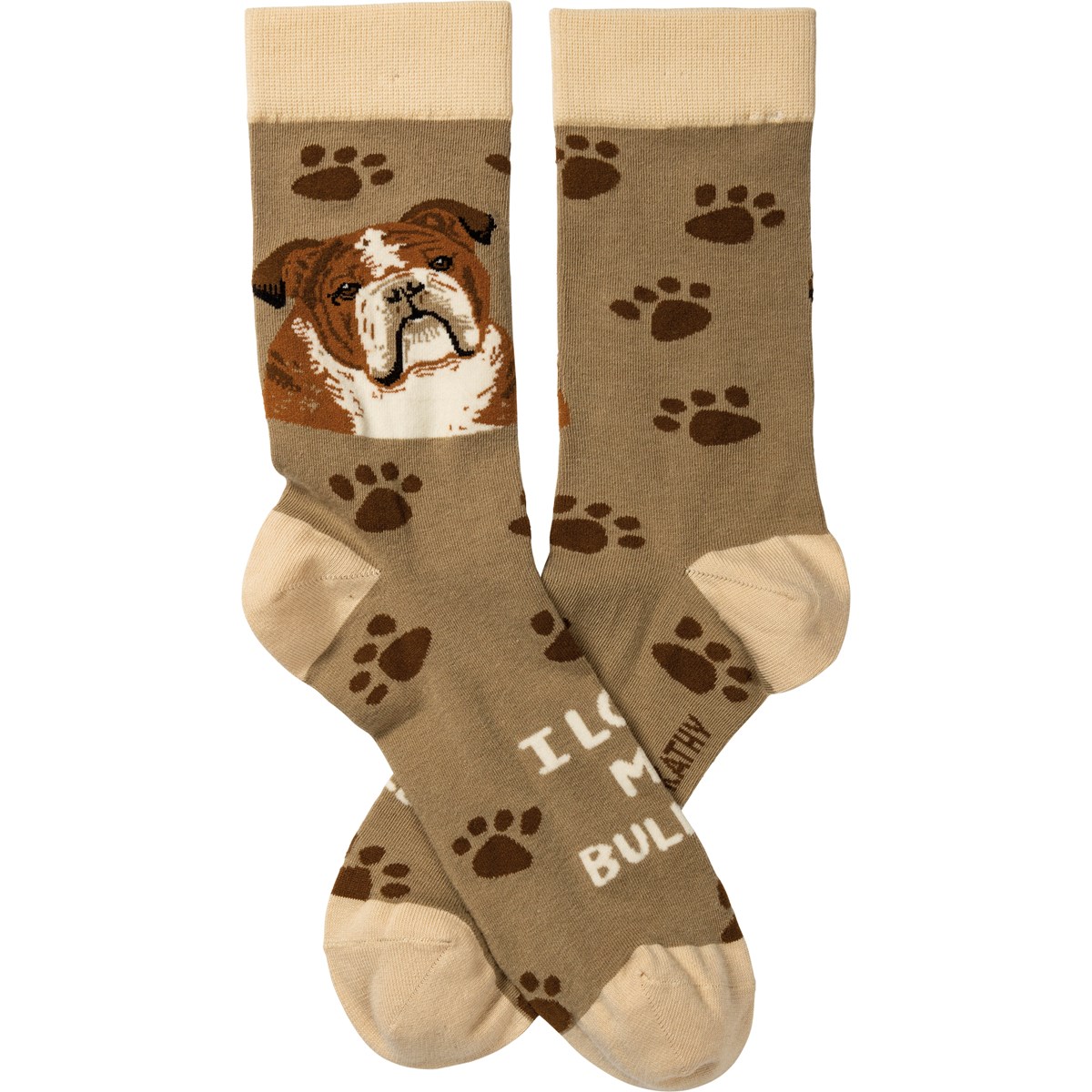 I Love My Bulldog Socks - Cotton, Nylon, Spandex