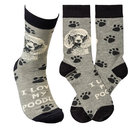 Socks - I Love My Poodle - One Size Fits Most - Cotton, Nylon, Spandex