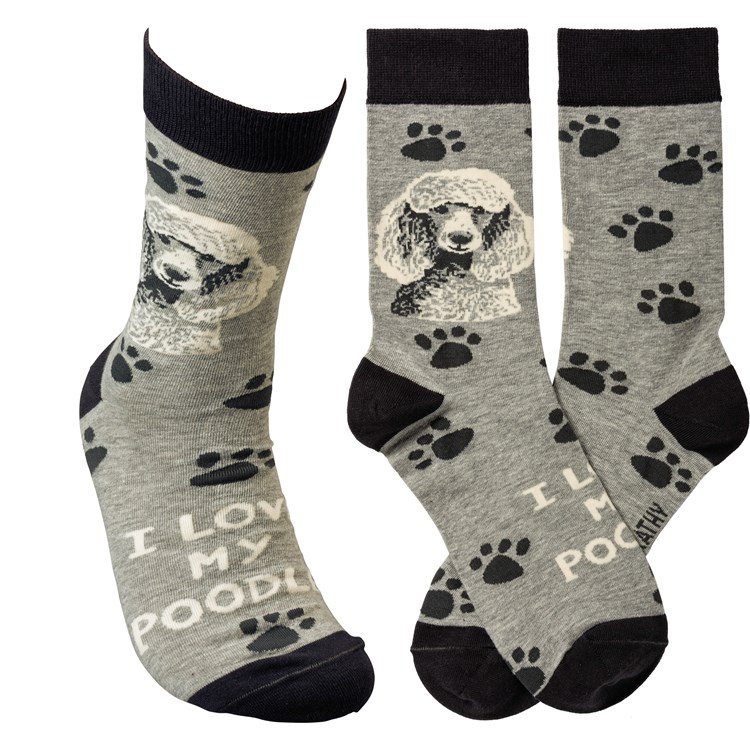 I Love My Poodle Socks - Cotton, Nylon, Spandex