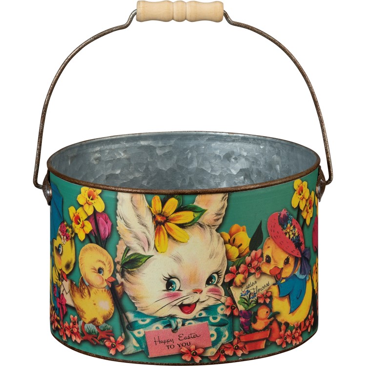Have A Happy Easter Bucket Set - Metal, Paper, Wood