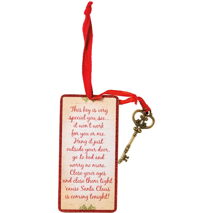 Santa's Magic Key Christmas Ornament - Wood, Paper, Metal, Cotton, Glitter