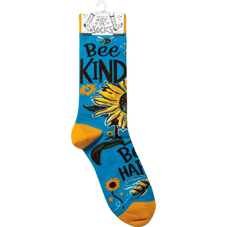 Bee Kind Bee Happy Socks - Cotton, Nylon, Spandex