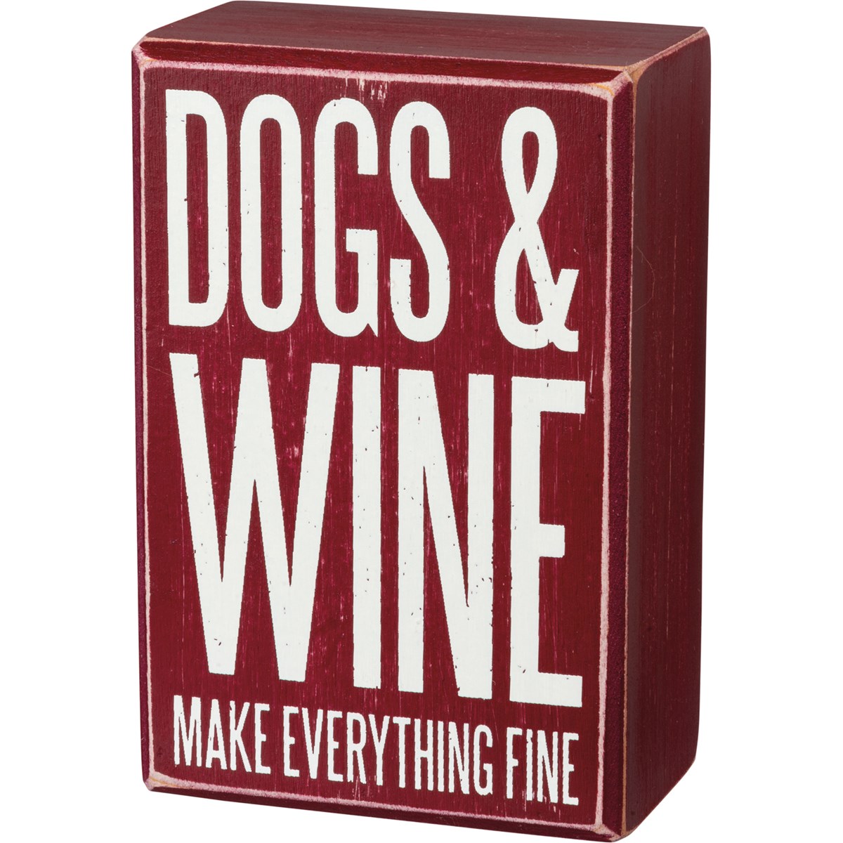 Dogs And Wine Box Sign And Sock Set - Wood, Cotton, Nylon, Spandex, Ribbon