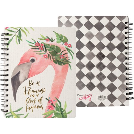 Spiral Notebook - Be A Flamingo - 5.75" x 7.50" x 0.50" - Paper, Metal