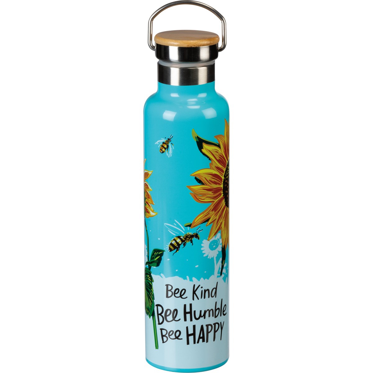 Bee Kind Insulated Bottle - Stainless Steel, Bamboo