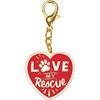 Keychain - Love My Rescue - 1.75" x 3.25", Card: 3" x 5" - Metal, Enamel, Paper