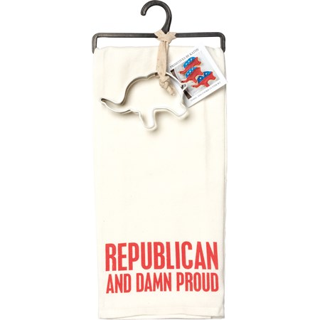 Towel & Cutter Set - Republican And Proud - Towel: 18" x 28", Cutter: 4.50" x 2.75" x 1" - Cotton, Metal