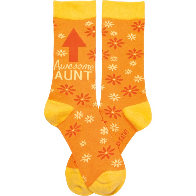 Socks - Awesome Aunt - One Size Fits Most - Cotton, Nylon, Spandex