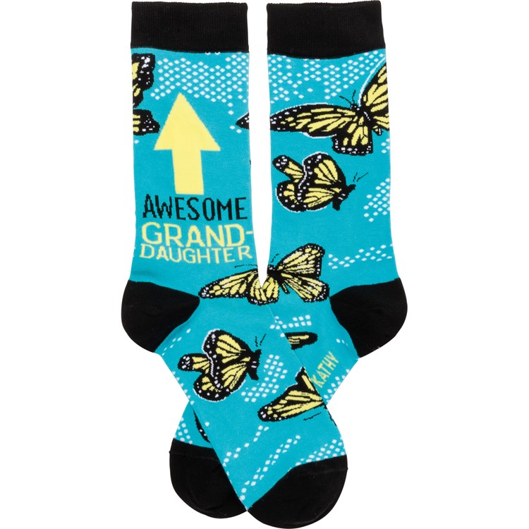 Socks - Awesome Granddaughter - One Size Fits Most - Cotton, Nylon, Spandex