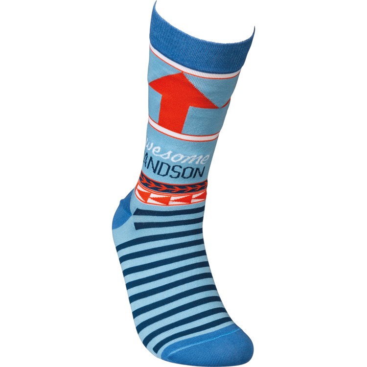 Socks - Awesome Grandson - One Size Fits Most - Cotton, Nylon, Spandex