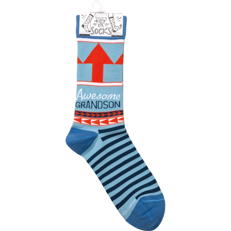 Socks - Awesome Grandson - One Size Fits Most - Cotton, Nylon, Spandex