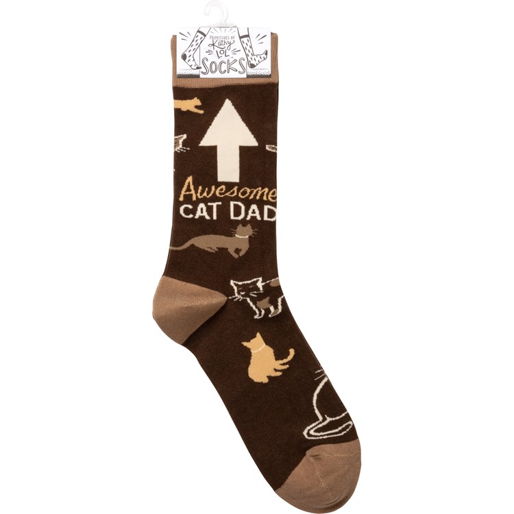 Awesome Cat Dad Socks - Cotton, Nylon, Spandex