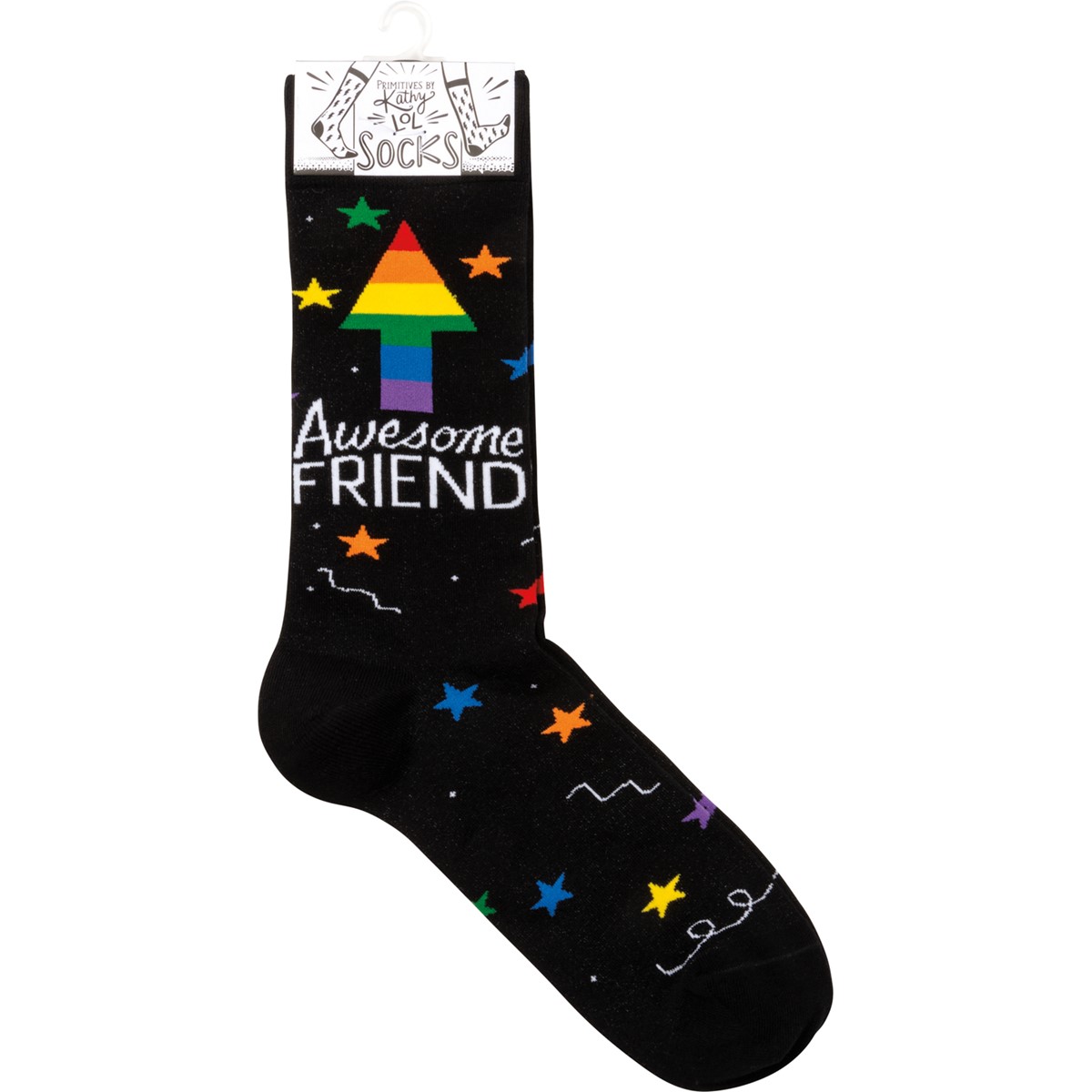 Socks - Awesome Friend Stars - One Size Fits Most - Cotton, Nylon, Spandex