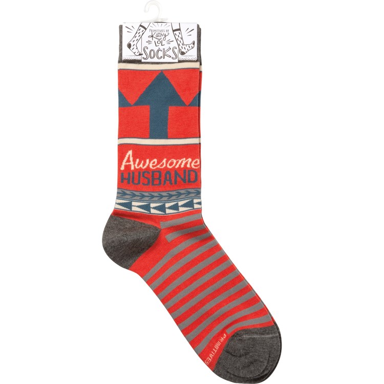 Socks - Awesome Husband - One Size Fits Most - Cotton, Nylon, Spandex