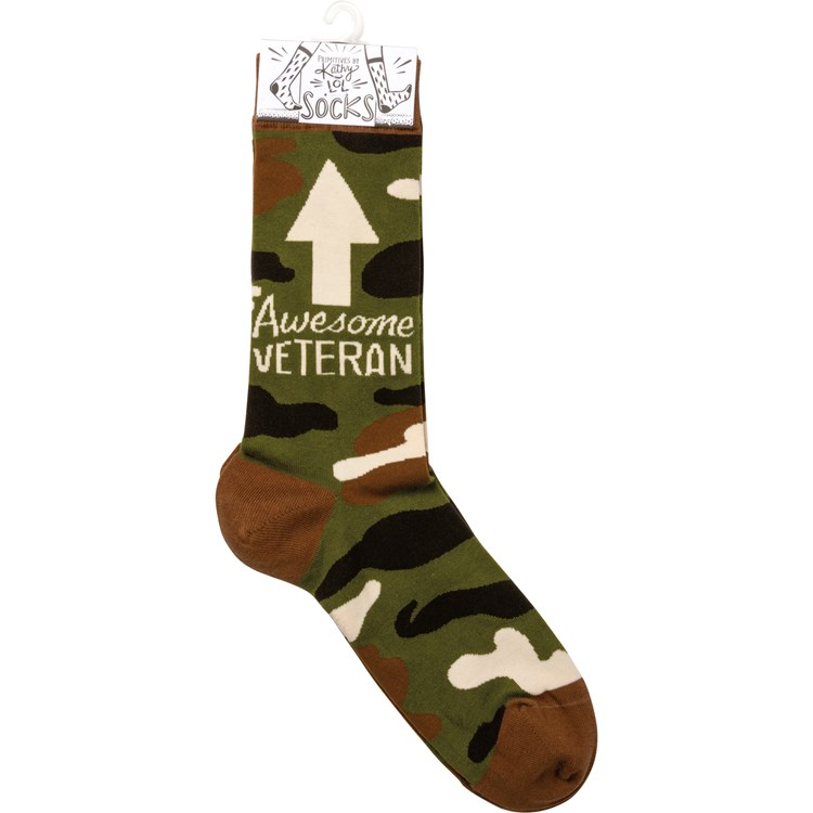 Socks - Awesome Veteran - One Size Fits Most - Cotton, Nylon, Spandex