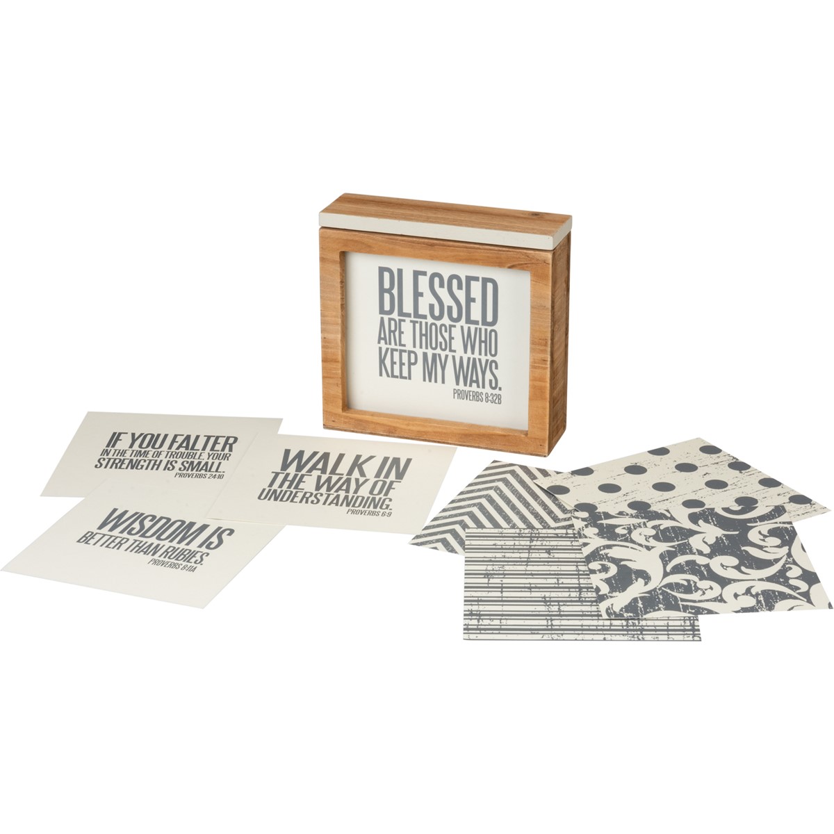 Words Of Wisdom - Scripture - 5.75" x 5.25" x 2.25", Cards: 5" x 5" - Wood, Paper, Metal