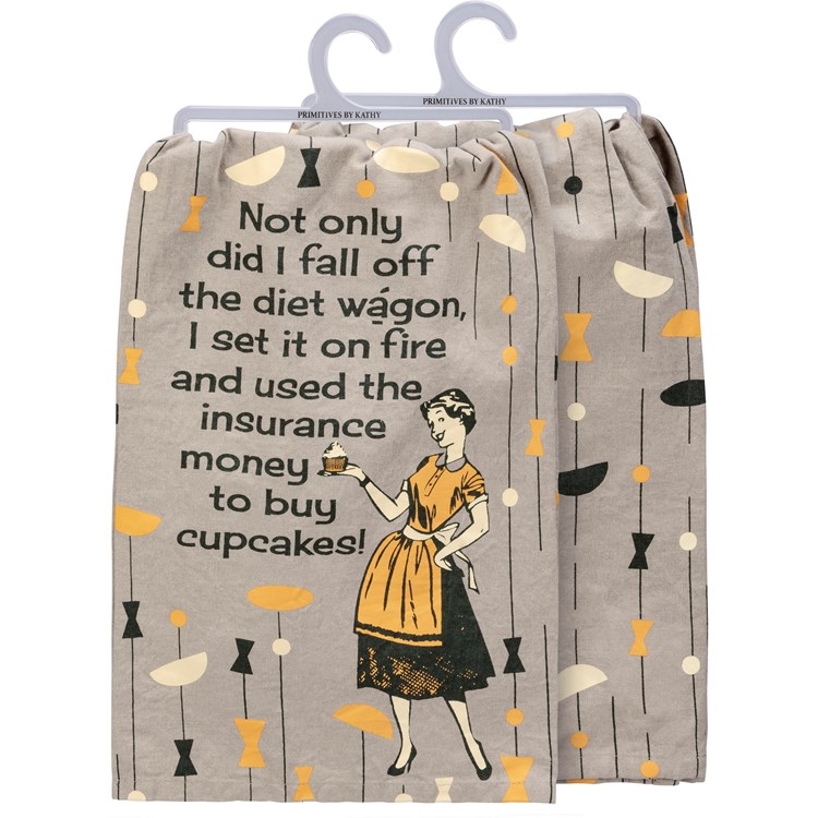 Kitchen Towel - Fall Off The Diet Wagon - 28" x 28" - Cotton