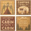 Camping Is My Happy Place Coaster Set - Stone, Metal, Cork