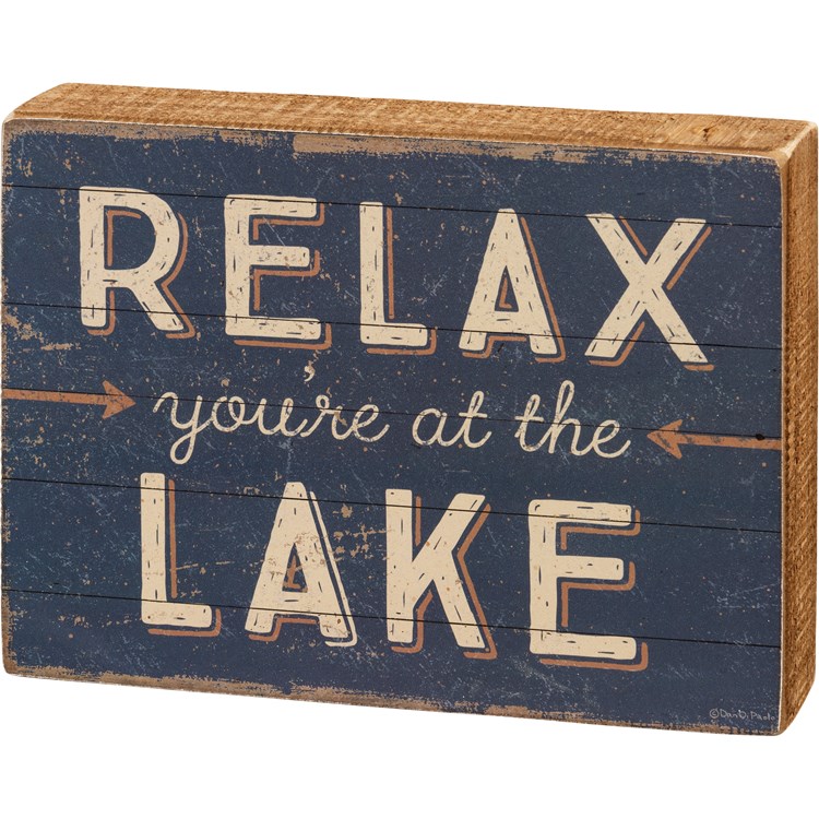Relax You're At The Lake Box Sign - Wood, Paper