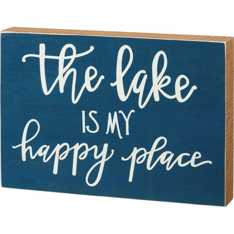 The Lake Is My Happy Place Box Sign - Wood