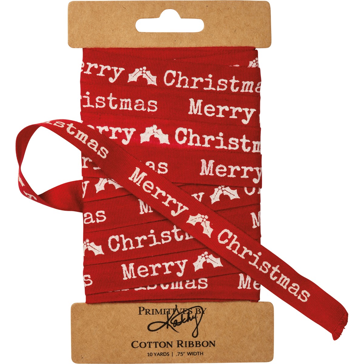 Merry Christmas Red Ribbon - Cotton