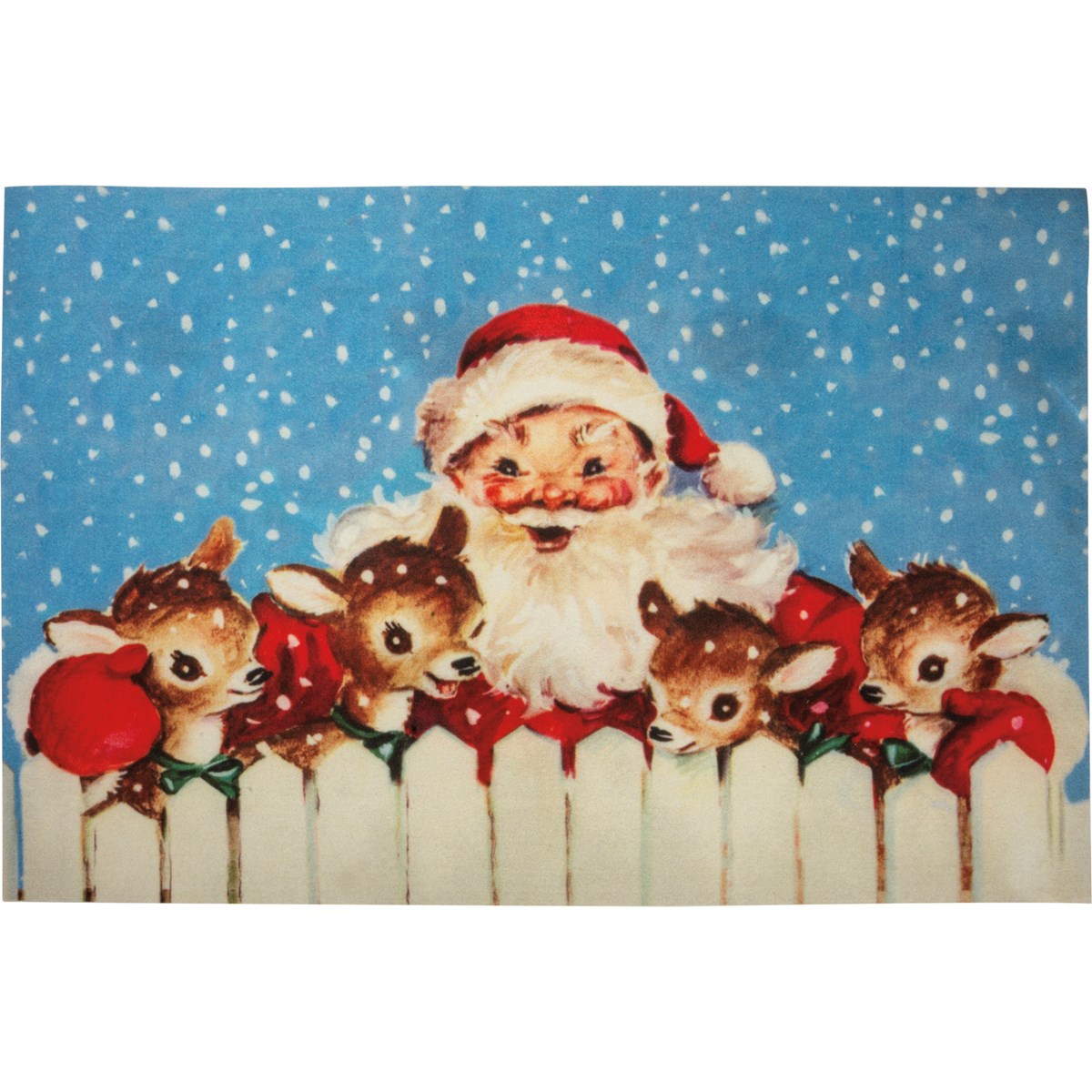 Santa And Reindeer Rug - Polyester, PVC skid-resistant backing
