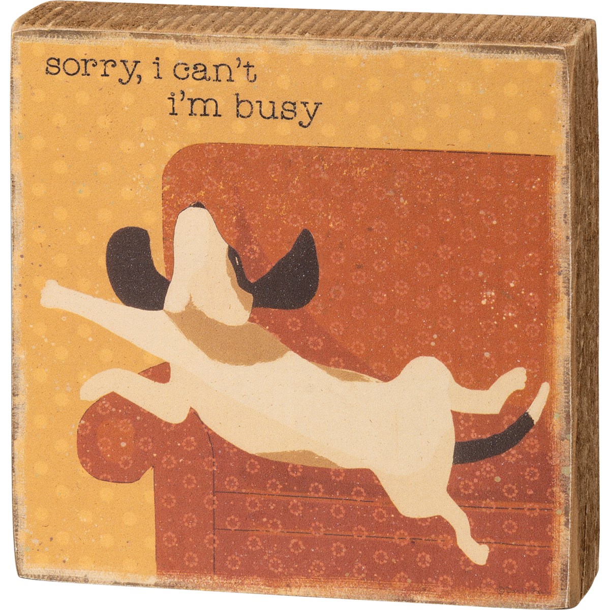 Block Sign - Sorry I Can't I'm Busy - 4" x 4" x 1" - Wood, Paper