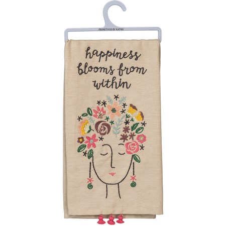 Kitchen Towel - Happiness Blooms From Within - 20" x 26" - Cotton, Linen