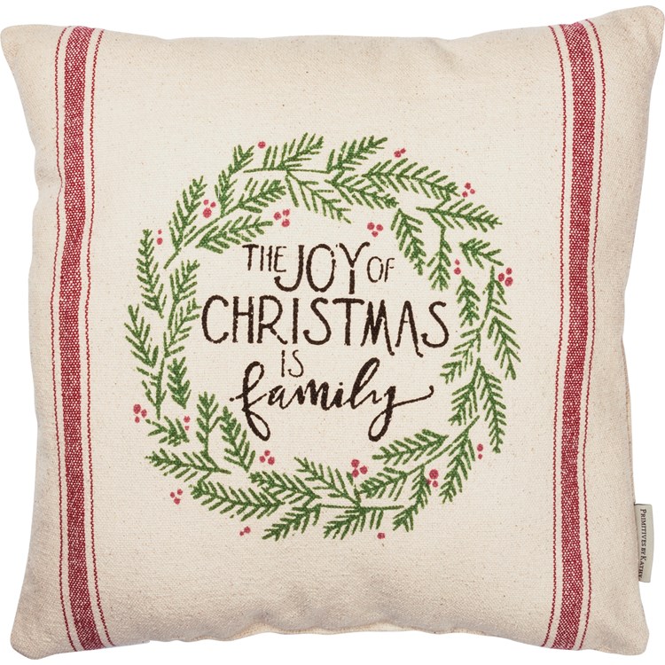 The Joy Of Christmas Is Family Pillow - Cotton, Polyester, Zipper