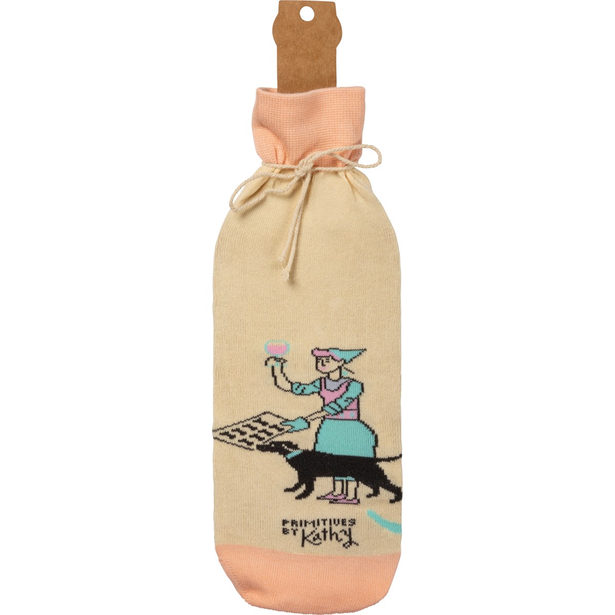 Bottle Sock - Dog Mother Wine Lover - 3.50" x 11.25", Fits 750mL to 1.5L bottles - Cotton, Nylon, Spandex