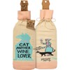 Bottle Sock - Cat Mother Wine Lover - 3.50" x 11.25", Fits 750mL to 1.5L bottles - Cotton, Nylon, Spandex