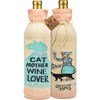 Bottle Sock - Cat Mother Wine Lover - 3.50" x 11.25", Fits 750mL to 1.5L bottles - Cotton, Nylon, Spandex