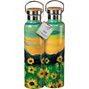 Make It Happen Sunflower Insulated Bottle - Stainless Steel, Bamboo
