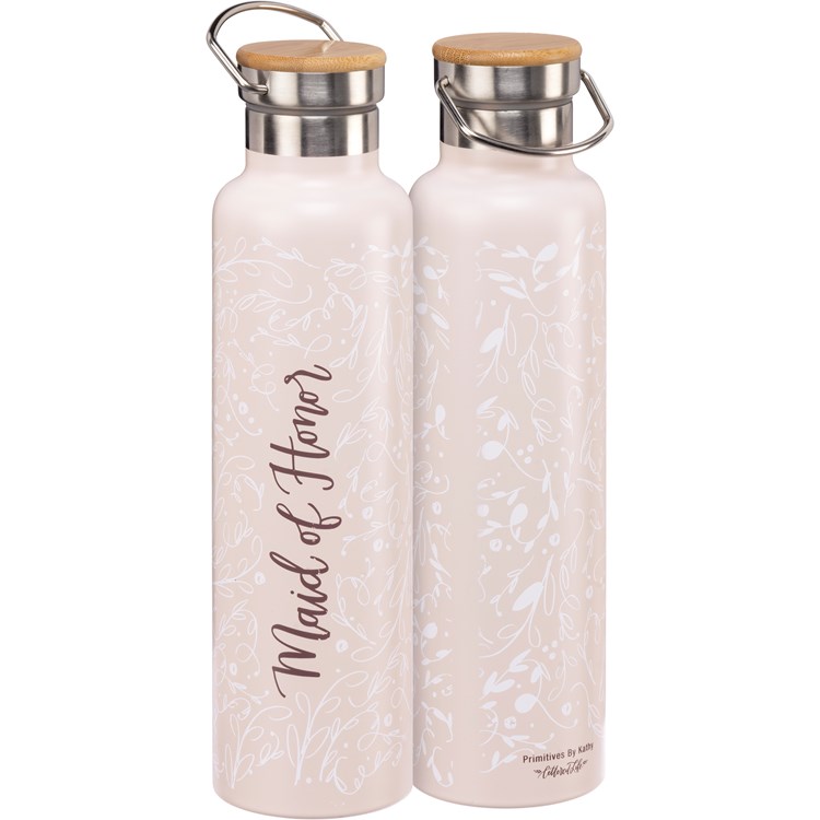 Maid Of Honor Insulated Bottle - Stainless Steel, Bamboo