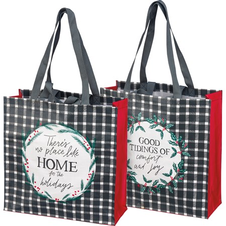 Market Tote - Home For The Holidays - 15.50" x 15.25" x 6" - Post-Consumer Material, Nylon
