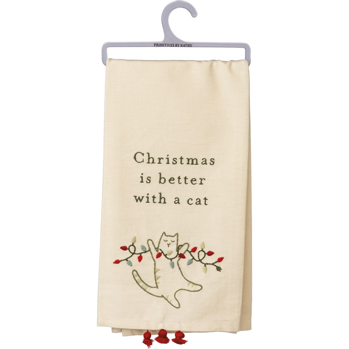 Christmas Is Better With A Cat Kitchen Towel - Cotton, Linen