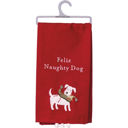 Kitchen Towel - Feliz Naughty Dog - 20" x 26" - Cotton, Linen