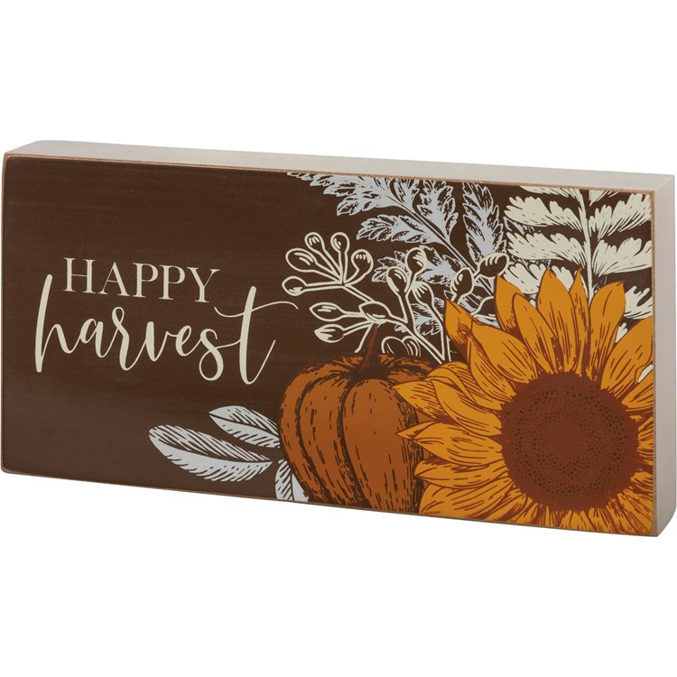 Happy Harvest Block Sign - Wood